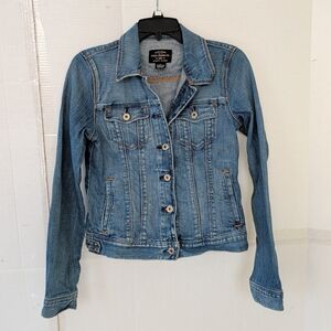 VTG Ralph Lauren Blue Denim Jacket SZ Medium Women Casual Streetwear Collegiate